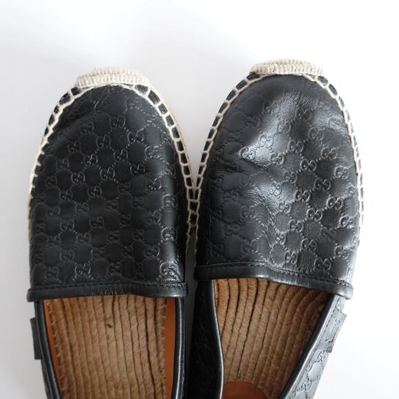 Gucci Guccisima Black GG Logo Leather Espadrilles size 36.5 - Picture 5 of 13